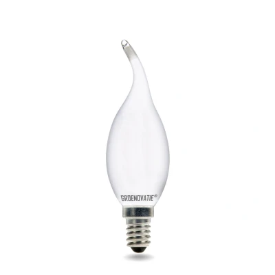 Afbeelding van E14 LED Filament Kaarslamp Tip 2W warm Wit Dimbaar Mat 2200K (Extra wit)