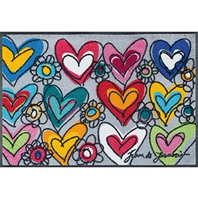 Afbeelding van wash+dry by Kleen Tex Mat With Love Inloopmat, motief harten, antislip, wasbaar