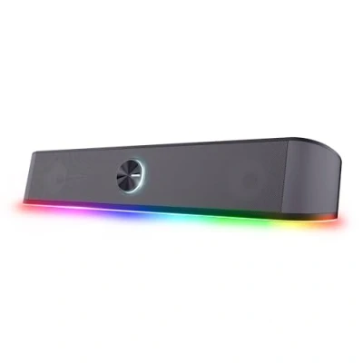 Afbeelding van Trust Gaming GXT 1619 Rhox Soundbar met RGB Verlichting 12W (6W RMS), PC Luidsprekers 2.0, USB voeding, 3,5 mm Audioaansluiting, Compacte Stereo Speakers voor Desktop, Laptop, Computer, TV Grijs