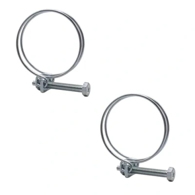 Afbeelding van SKIR&#039;CO (2 stuks) verstelbare dubbele draadslangklemmen 40 45 mm, verzinkt stalen slangklemmen, slangklemmen met diameter