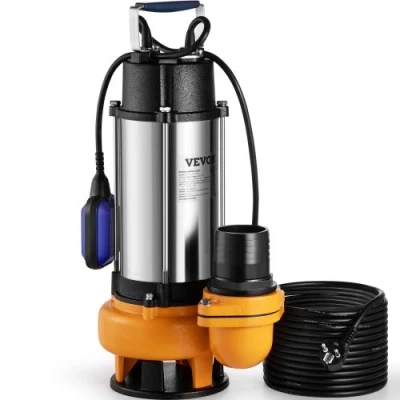 Afbeelding van VEVOR vuilwaterpomp met var. vlotterschakelaar Dompelpomp 2200W Tuinpomp Debiet 60000L/h Vuilwaterdompelpomp max. slag 18m Waterpomp IPX8 CE gecertificeerd Ideaal voor het verpompen van water.