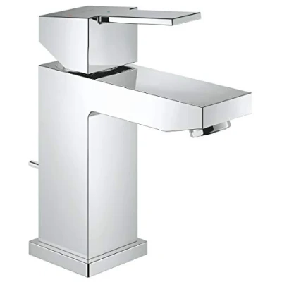 Afbeelding van Grohe sail cube wastafelmengkraan s size es trekwaste eengreeps 1 gats 155mm hoogte 98mm uitloop vast chroom 23435000
