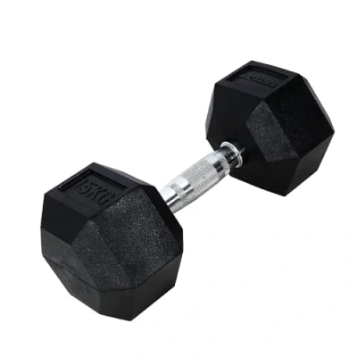 Afbeelding van Ab. Hexagonal Dumbbell of 15Kg (33LB) Includes 1 * Black Material : Iron with Rubber Coat Exercise, Fitness and Strength Training Weights at Home/Gym for Women Men