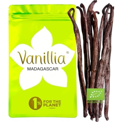 Afbeelding van Biologisch 5 Bourbon Vanillestokjes &quot;Grand Cru uit Madagaskar 2022&quot; Grote Vanillestokje 15/17cm Ritszak FreshZIP