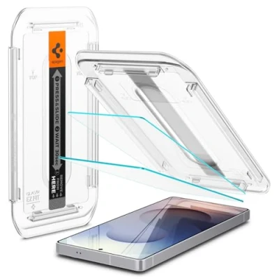 Afbeelding van Spigen Glas.tR EZ Fit Screenprotector compatibel met Samsung Galaxy S25 Ultra, 2 Stuks, sjabloon voor installatie, Kristalhelder, Case friendly, 9H Gehard Glas