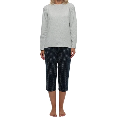 Afbeelding van Schiesser SET Pyjama, Dames, Maat: 36, Blau gepunktet/grau