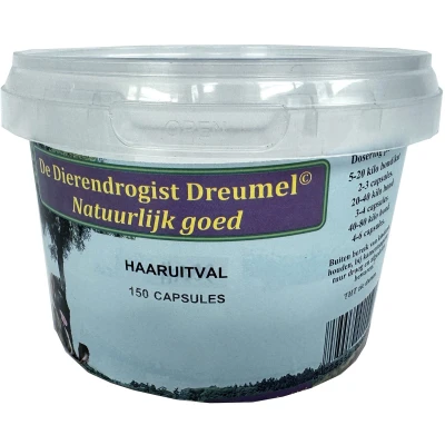 Afbeelding van Dierendrogist Haaruitval Capsules voor Honden en Katten Ondersteuning bij Verharen Slechte Haarkwaliteit 150ST