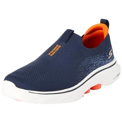 Afbeelding van Skechers Go Walk 7 instappers voor heren, Marine en Oranje Textiel, 42 EU