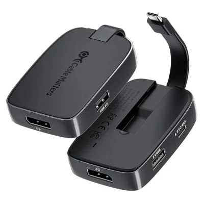 Afbeelding van Cable Matters 4K @240Hz USB C hub DisplayPort 1.4 met 100W opladen, ondersteunt 8K @60Hz HDR (opvouwbare naar Hub) Compatibel Thunderbolt 4, MacBook Pro, XPS, iPad