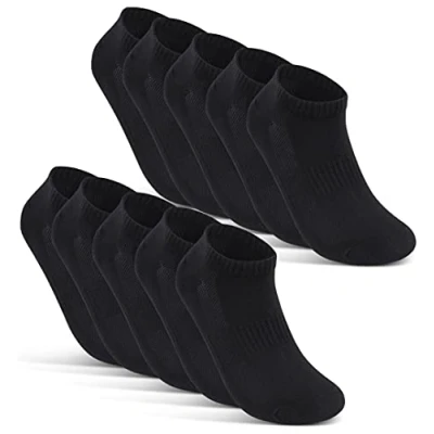Afbeelding van 10 Paar Sneaker Sokken Heren Dames Ademend met Mesh Katoen Zwart Wit Grijs 16510 (35 38 Zwart)
