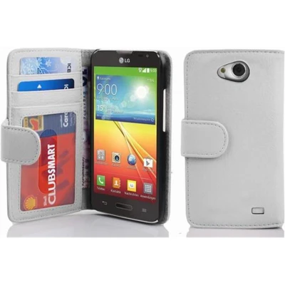 Afbeelding van Cadorabo Hoesje geschikt voor LG L70 (1. SIM) in MAGNESIUM WIT Beschermhoes met magnetische sluiting en 3 kaartsleuven Book Case Cover Etui