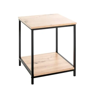 Afbeelding van HAKU Möbel Bijzettafel eiken, zwart, MDF, metaal Maat: B 40 cm x H 50 D cm, Stijl: Modern