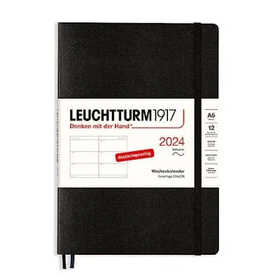 Afbeelding van LEUCHTTURM1917 367665 weekkalender medium (A5) 2024, softcover, zwart, Duits, 12 maanden