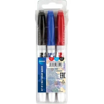 Afbeelding van Whiteboard Stiften Kleuren 3 Pack dunne punt Markers Zwart Blauw Rood