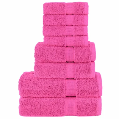 Afbeelding van vidaXL 8 delige Handdoekenset 600 g/m² 100% katoen roze