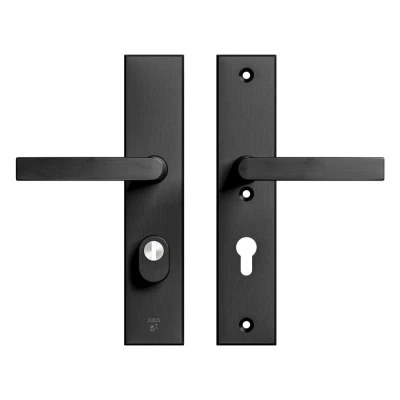 Afbeelding van AXA veiligheidsbeslag achterdeur Edge Plus rechthoekig schild Blok kruk/kruk PC72 met kerntrekbeveiliging SKG3 aluminium/zwart
