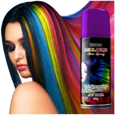 Afbeelding van Tijdelijke haarverfspray, haarkleur uitwasbaar (1 x 200 ml) haarspray voor carnaval (paars)