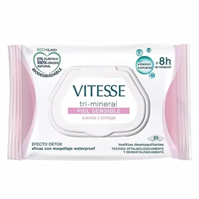 Afbeelding van Vitesse Minerale make up remover reinigingsdoekjes voor gevoelige huid, 25 stuks