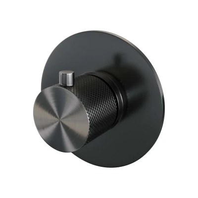 Afbeelding van Brauer gunmetal carving inbouwthermostaat inbouwdeel 1 knop PVD geborsteld