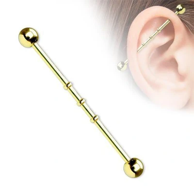 Afbeelding van Industrial piercing Notched gold plated