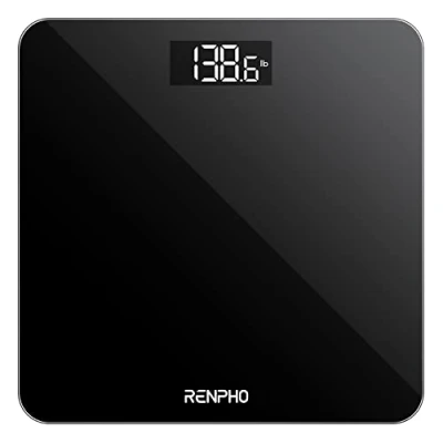 Afbeelding van RENPHO Digitale Badkamerweegschaal Weegschaal met Hoge Precisie Voor Het Lichaam Groot LED Display, Step On Technologie, Capaciteit 180kg / 400lb, Zwart