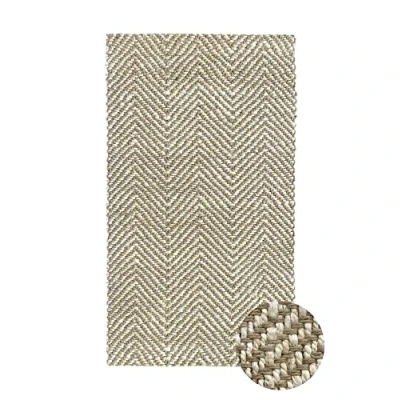 Afbeelding van HAMID Alcazar jute tapijt 100% natuurlijke jutevezel zacht en gemiddelde weerstand handgeweven woonkamer, slaapkamer, hal (Wit, 150x80cm)