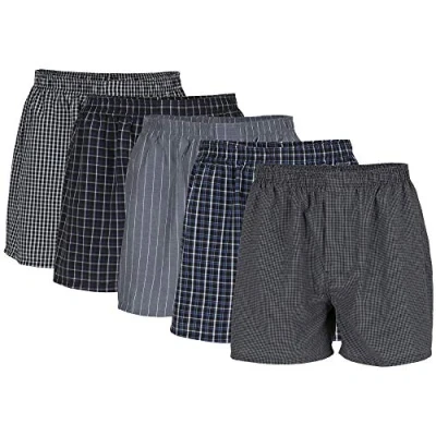 Afbeelding van Gildan Men&#039;s Woven Boxers, Black Stripe Assorted, Medium, 5 Pack