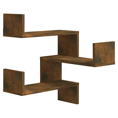 Afbeelding van vidaXL Hoekwandschap 40x40x50 cm bewerkt hout gerookt eikenkleurig, hoekschap, opbergschap, plank, wandschap, schap, hoekplank, wandplank, opbergplank