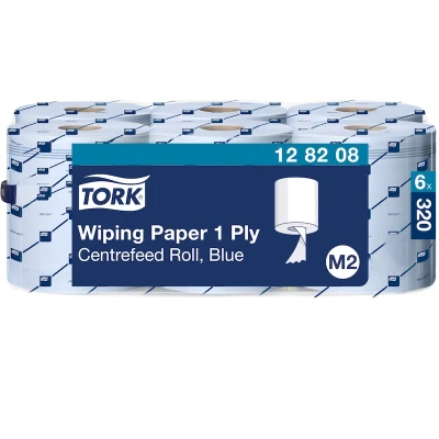 Afbeelding van Tork Poetsrol wiping centerfeed 1 laags blauw M2 128208