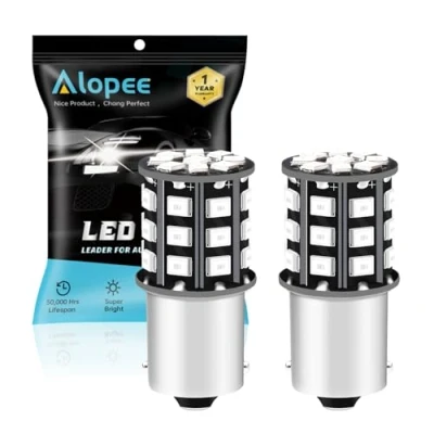 Afbeelding van Alopee Set van 2 ledlampen, BA15S, P21W, 1156, 12 24 V, rood, 2835 33 SMD, voor remlichten, achterlichten, stoplichten, parkeerlichten, positielichten, interieurverlichting campers