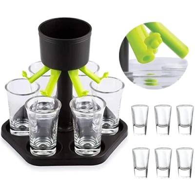 Afbeelding van HITNEXT 6 Plastic Shot Dispenser en Houder, Buddy Dispenser, Liquor Pourer Bril Bar Glazen voor het vullen van drank, bier drank