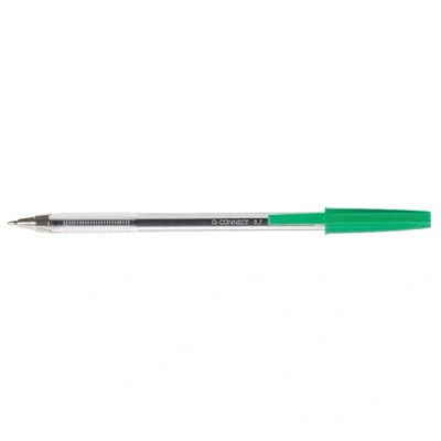 Afbeelding van 10x Q Connect balpen met dop, medium punt, groen