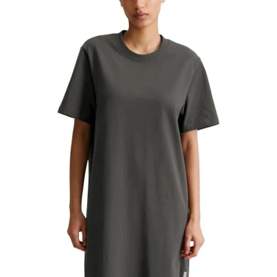 Afbeelding van Marc O&#039;Polo Denim dames Midi T shirt jurk met ronde hals in de kleur Donkergrijs, maat: S