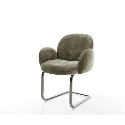 Afbeelding van DELIFE sledemodel Nube Flex met armleuning chenille olijfgroen vlak grafiet pocketveer kern