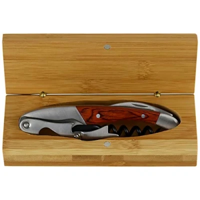 Afbeelding van Grunwerg Classic Design kelnersmes in luxe bamboe presentatiedoos, hout, 14 cm x 5,5 3