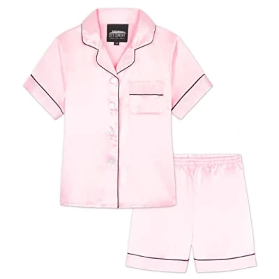 Afbeelding van CityComfort Pyjamaset voor meisjes, satijn, kort model, zomers, leeftijd 7 16 jaar, roze, 9 10 jaar