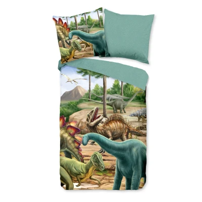Afbeelding van Good Morning Kinderdekbedovertrek &quot;dinosaurussen&quot; Multi (135x200 cm) Katoen Flanel