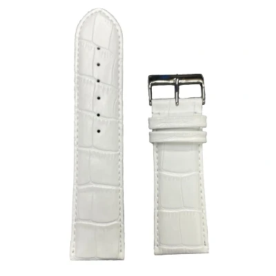Afbeelding van Horlogeband 26 mm Wit Echt leer in croco print Roestvrijstalen gesp