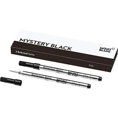 Afbeelding van Montblanc Mystery Black 105162 Balpenvulling, vulling voor rollerbal en fineliner, maat F, 2 x navulroller F