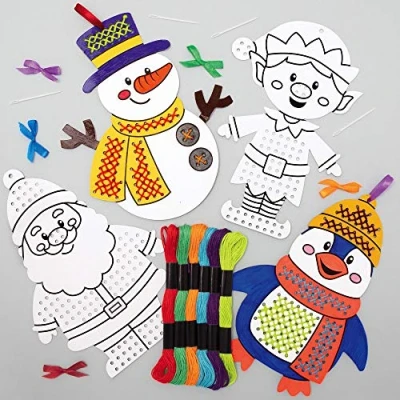 Afbeelding van Baker Ross AX467 Kerstmis Inkleurbare Borduursets Pak Van 5, Knutselspullen En Knutselsets Voor Kinderen