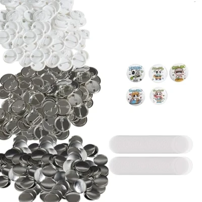 Afbeelding van VEVOR Buttonmachine, knoopmakermachine, accessoires, badge, punch pers, 32 mm, doe het zelf badge persmachine, reserveonderdelen, 500 stuks, metaal + kunststof, 250 stuks