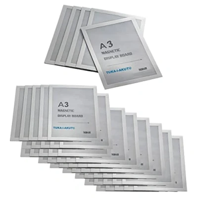 Afbeelding van TUKA i AKUT [50x] A3 Infoframe Magneetlijst met Zelfklevende Achterkant, Gemakkelijk Uitwisselbaare Magnetische Wissellijst voor Wanden en Deuren, Informatielijst Set van 50 Zilver Kleur, TKD8400 50x