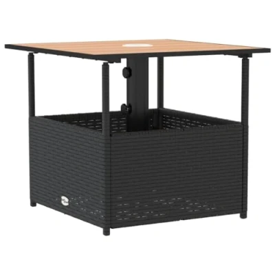 Afbeelding van Tuintafel met parasolgat 55x55x46,5 cm poly rattan zwart