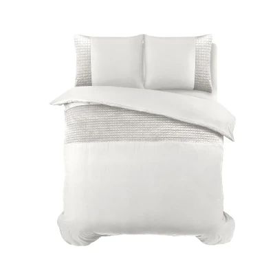 Afbeelding van Dekbedovertrek Velvet Band Tweepersoons (200x220 cm) Wit Microvezel Dessin: Effen Sleeptime Dekbed Discounter.nl