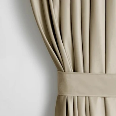 Afbeelding van AmeliaHome gordijn Velvet look 140x270 cm beige 1 st oogjesgordijn fluweel verduisteringsgordijn raamdecoratie licht glinsterend decoratief
