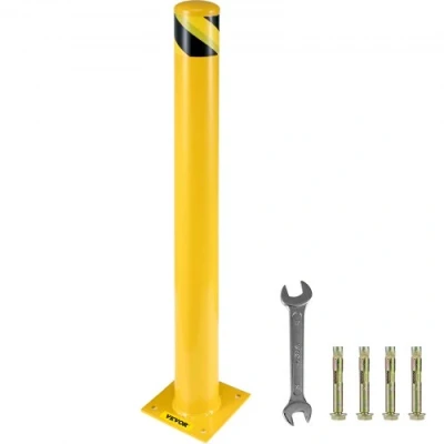 Afbeelding van VEVOR veiligheidspaal 48&quot; x 4,5&quot; veiligheidsbarrière Bolder buitendiameter hoogte gele gepoedercoate stalen