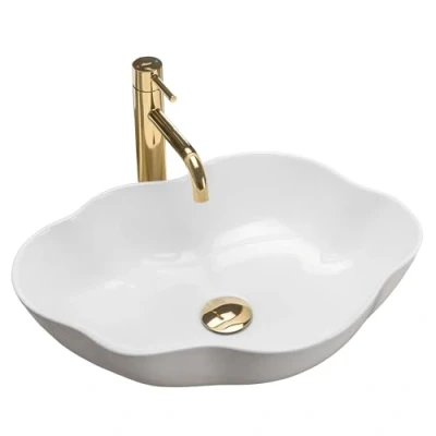 Afbeelding van REA Pearl Opzetwastafel Waskom 51.5 x 37.5 13.5 cm Glans Wit