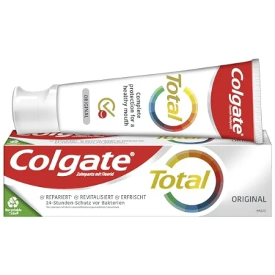 Afbeelding van Colgate Total Original tandpasta, 1 x 75 ml, tandcrème tegen cariës en tandplak Beschermt het tandglazuur
