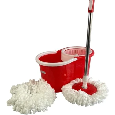 Afbeelding van Spin Mop En Emmer Set Met 2 Super Absorberende Microfiber Hoofden Gemakkelijk Druk Spinning Roterende Handvat