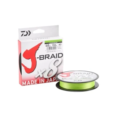 Afbeelding van Daiwa J Braid 8 0,06 mm, 4,0kg/9,0lbs 300m Chartreuse, rond gevlochten vislijn